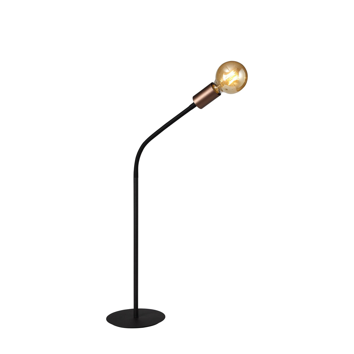 Sleek Adjustable Table Lamp, Single E27 Light, Satin Black & Copper Finish