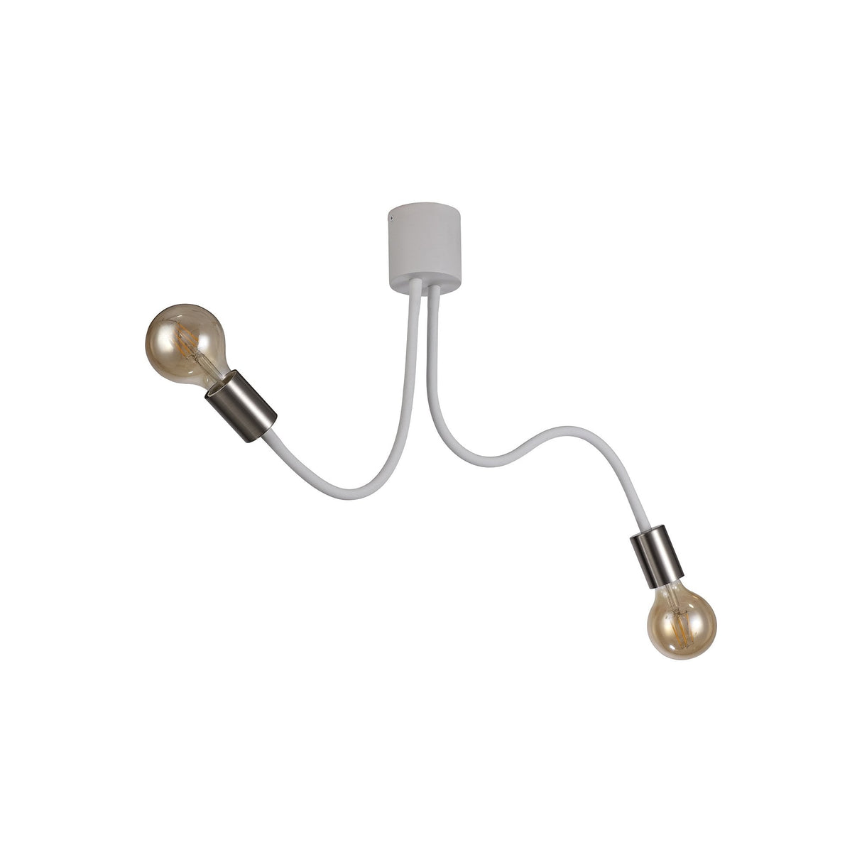 Satin White and Nickel Adjustable Ceiling Light Fixture