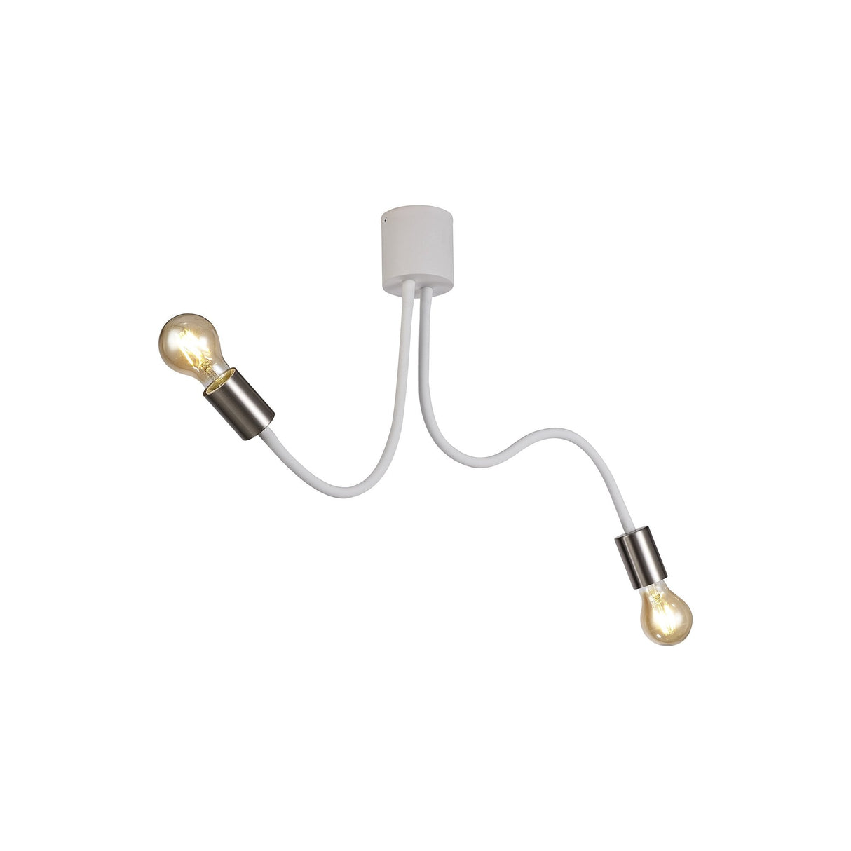 Satin White and Nickel Adjustable Ceiling Light Fixture