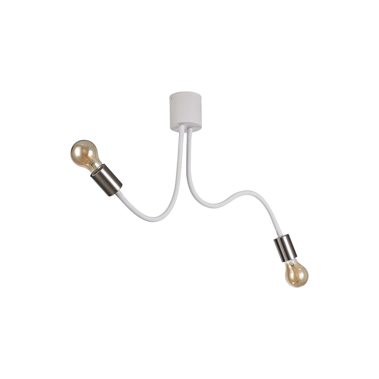 Satin White and Nickel Adjustable Ceiling Light Fixture