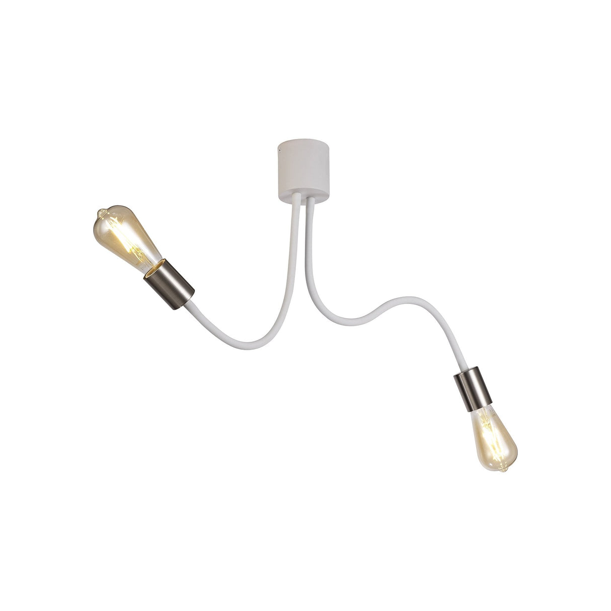 Satin White and Nickel Adjustable Ceiling Light Fixture