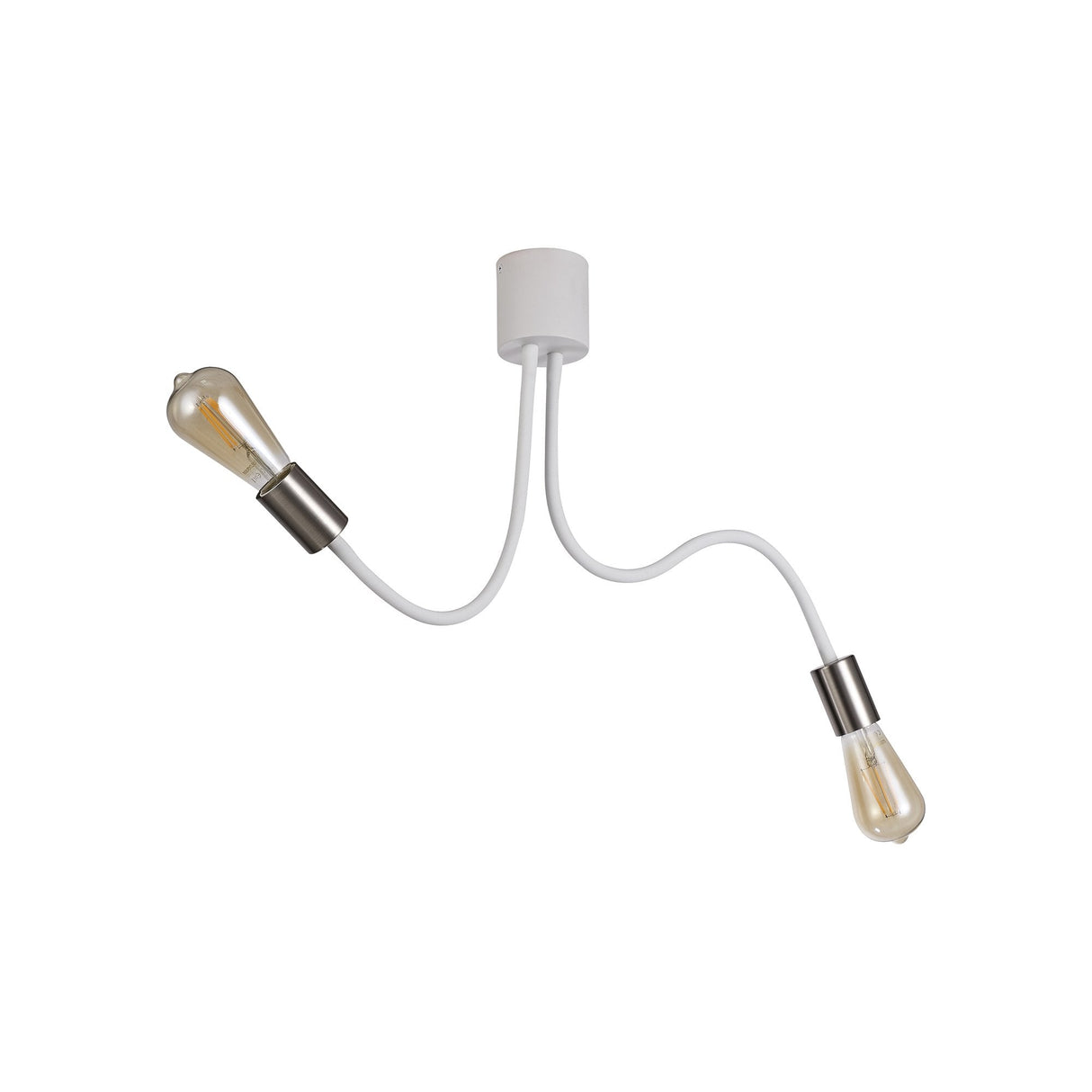 Satin White and Nickel Adjustable Ceiling Light Fixture