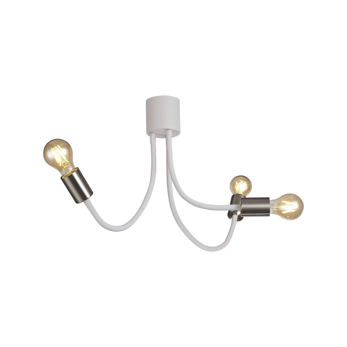 Versatile Ceiling Light Trio in Satin White and Nickel Finish