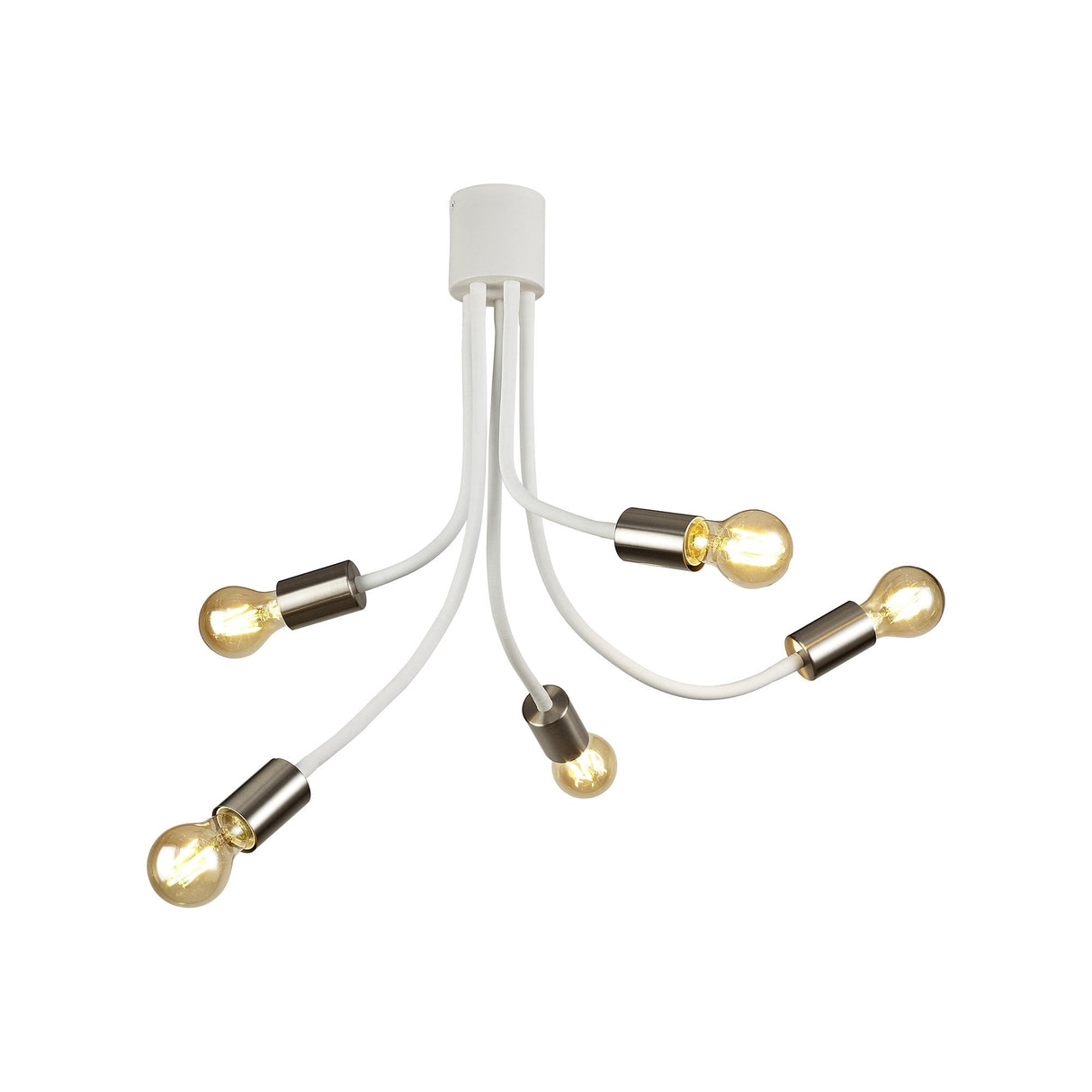 Adjustable 5-Light Ceiling Fixture in Satin White and Satin Nickel Finish
