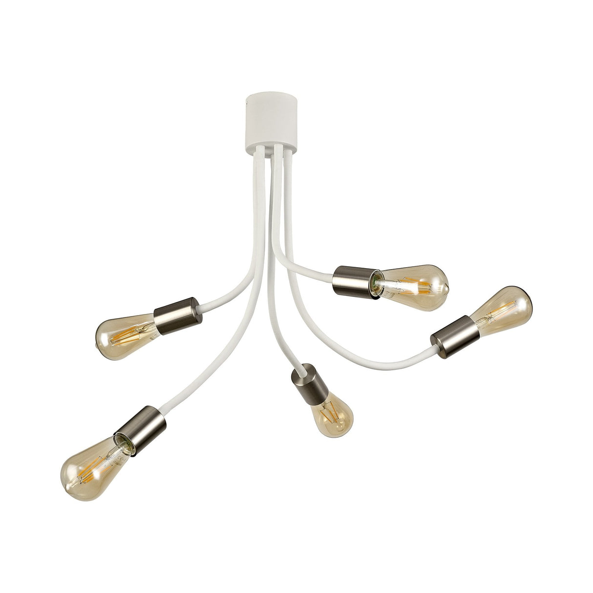 Adjustable 5-Light Ceiling Fixture in Satin White and Satin Nickel Finish