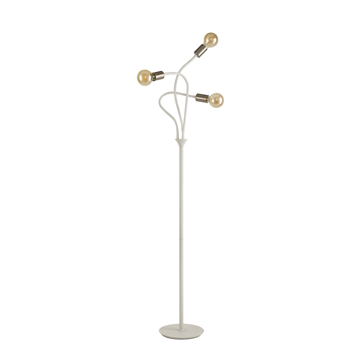 Adjustable Triple Light Floor Lamp, Satin White and Nickel Finish