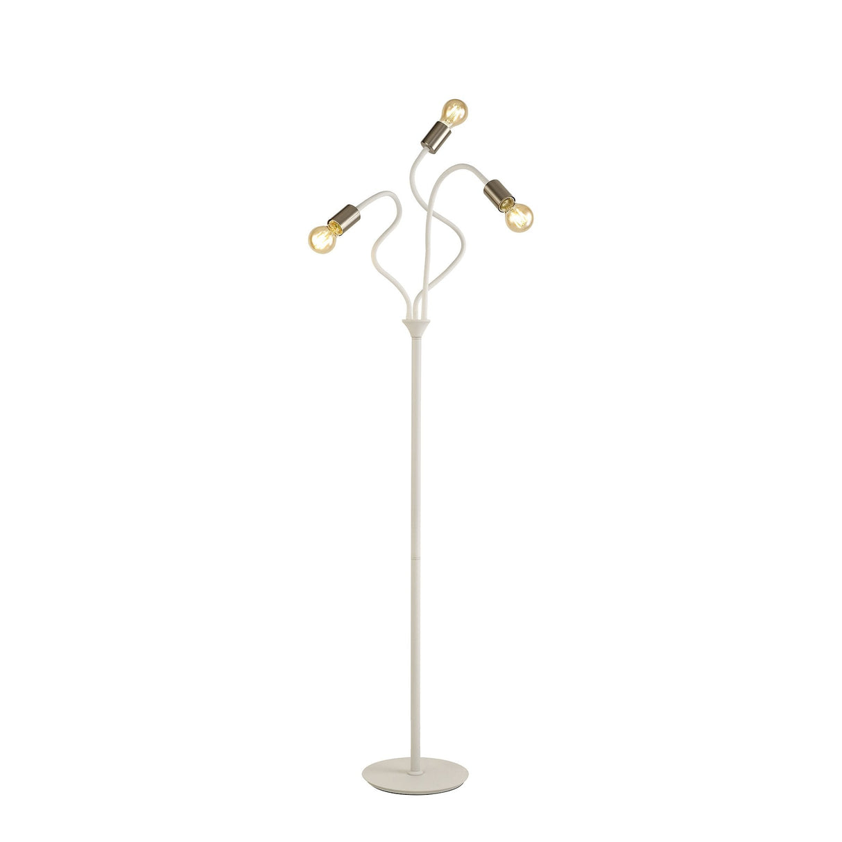 Adjustable Triple Light Floor Lamp, Satin White and Nickel Finish