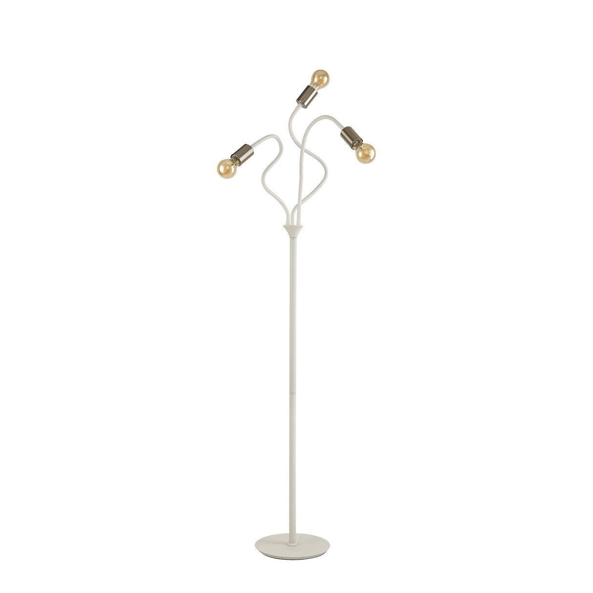 Adjustable Triple Light Floor Lamp, Satin White and Nickel Finish