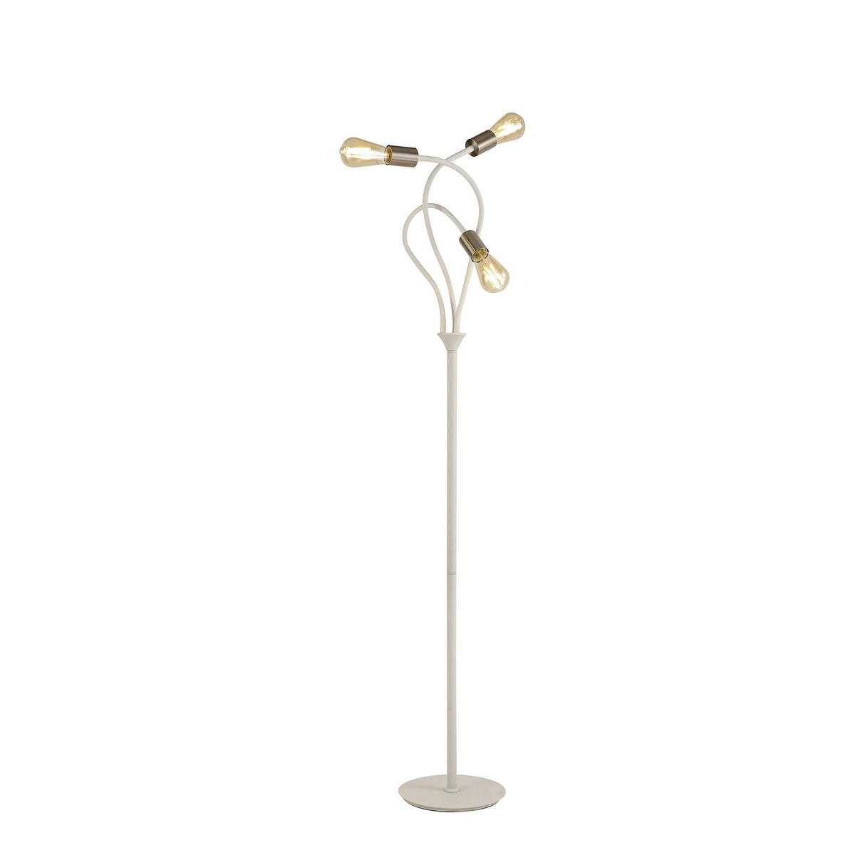 Adjustable Triple Light Floor Lamp, Satin White and Nickel Finish