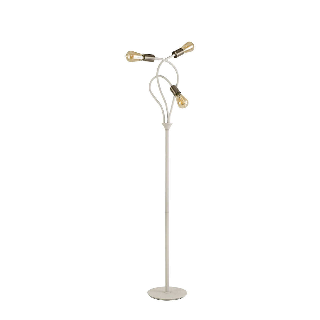 Adjustable Triple Light Floor Lamp, Satin White and Nickel Finish