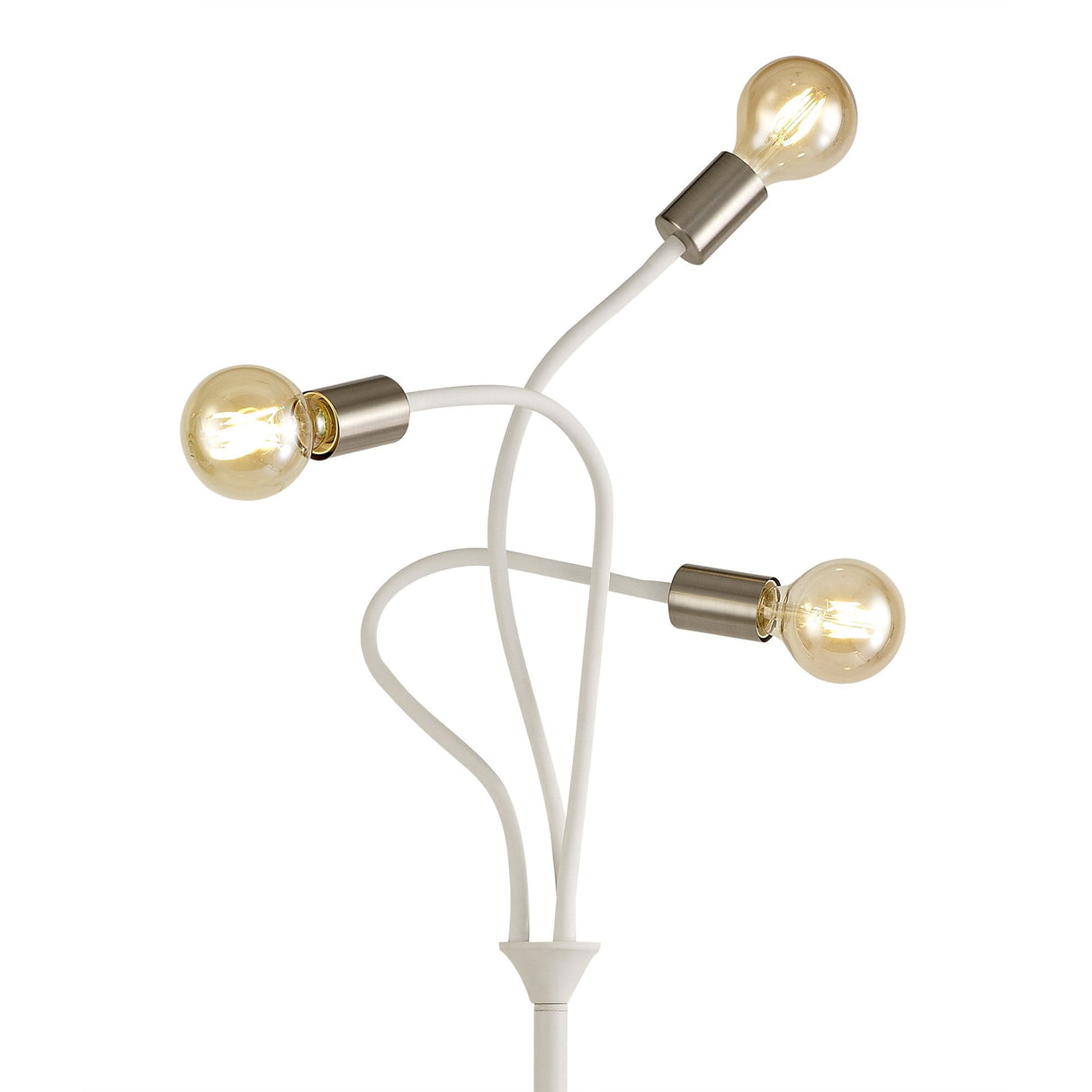 Adjustable Triple Light Floor Lamp, Satin White and Nickel Finish