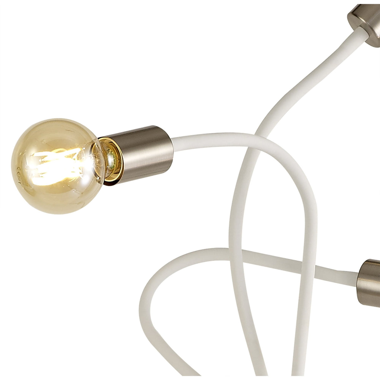 Adjustable Triple Light Floor Lamp, Satin White and Nickel Finish