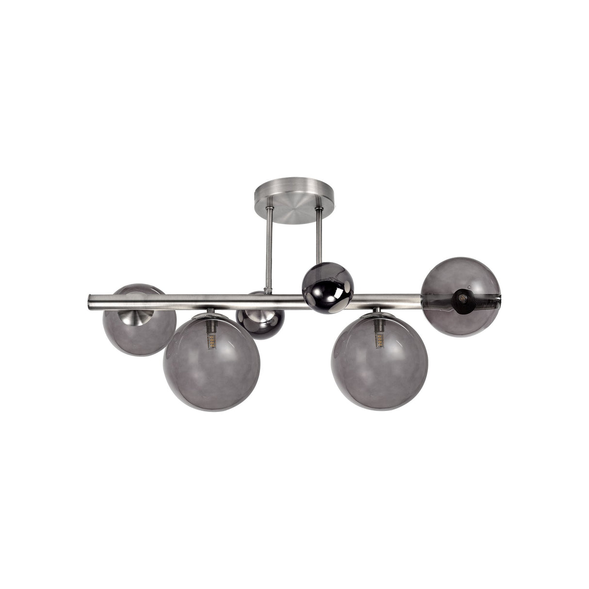 Polished Chrome and Smoked Glass Semi-Flush Ceiling Fixture with 4 G9 Bulb Capacity