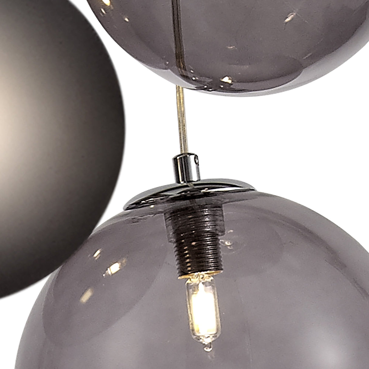 Modern Elegance: 5-Light Chrome Pendant with Smoked Glass Shades