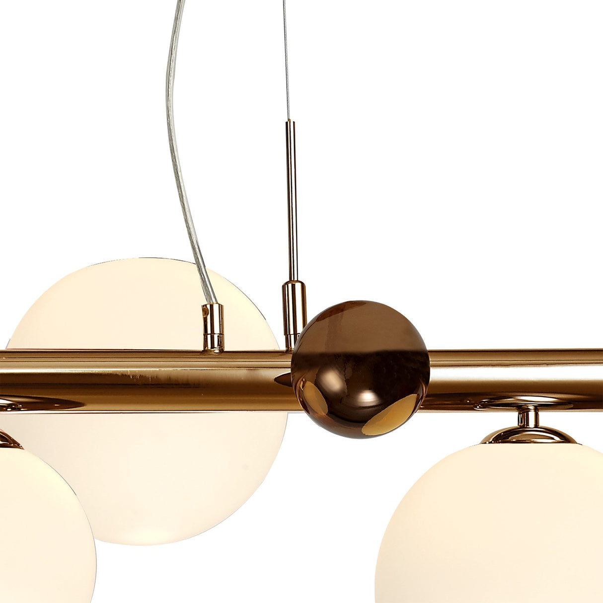 Antique Copper & Opal Glass Pendant Light - 7 Light Fixture