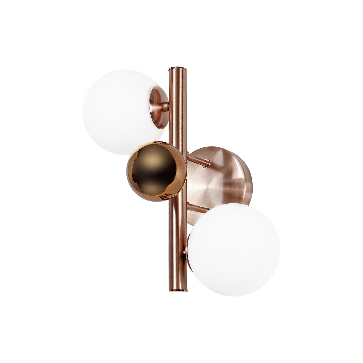 Antique Copper Wall Lamp with Opal and Copper Glass Shades, 2 x G9 Sockets