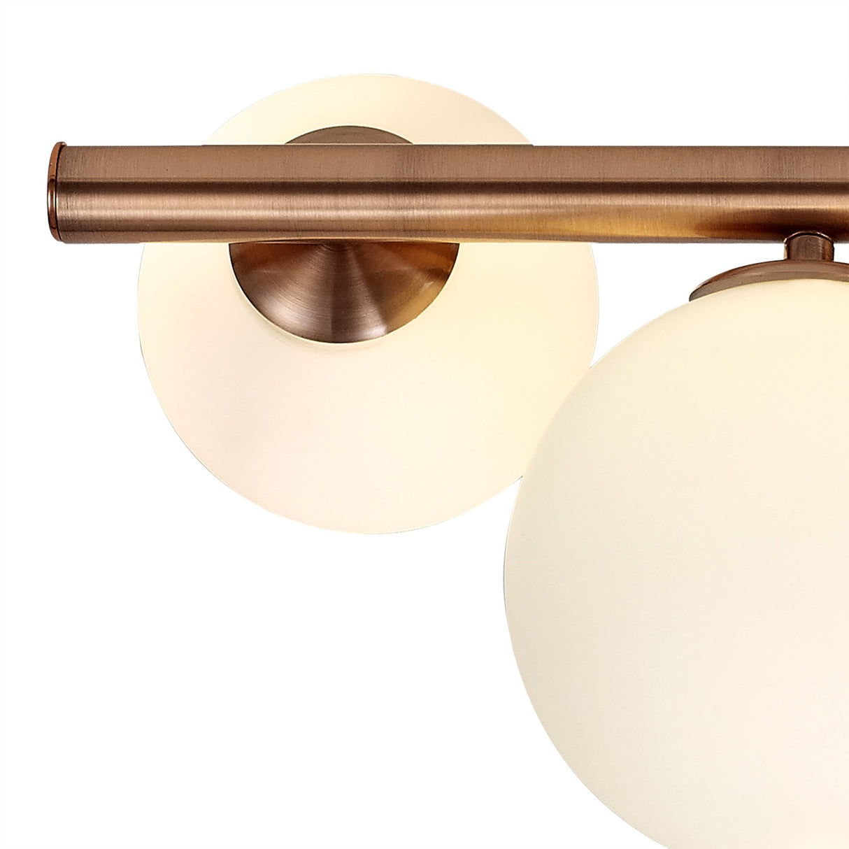 Antique Copper and Opal Glass Semi Flush Ceiling Light, 4 x G9 Bulbs