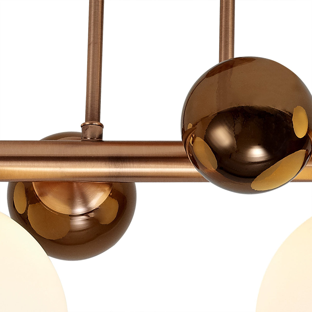 Antique Copper and Opal Glass Semi Flush Ceiling Light, 4 x G9 Bulbs