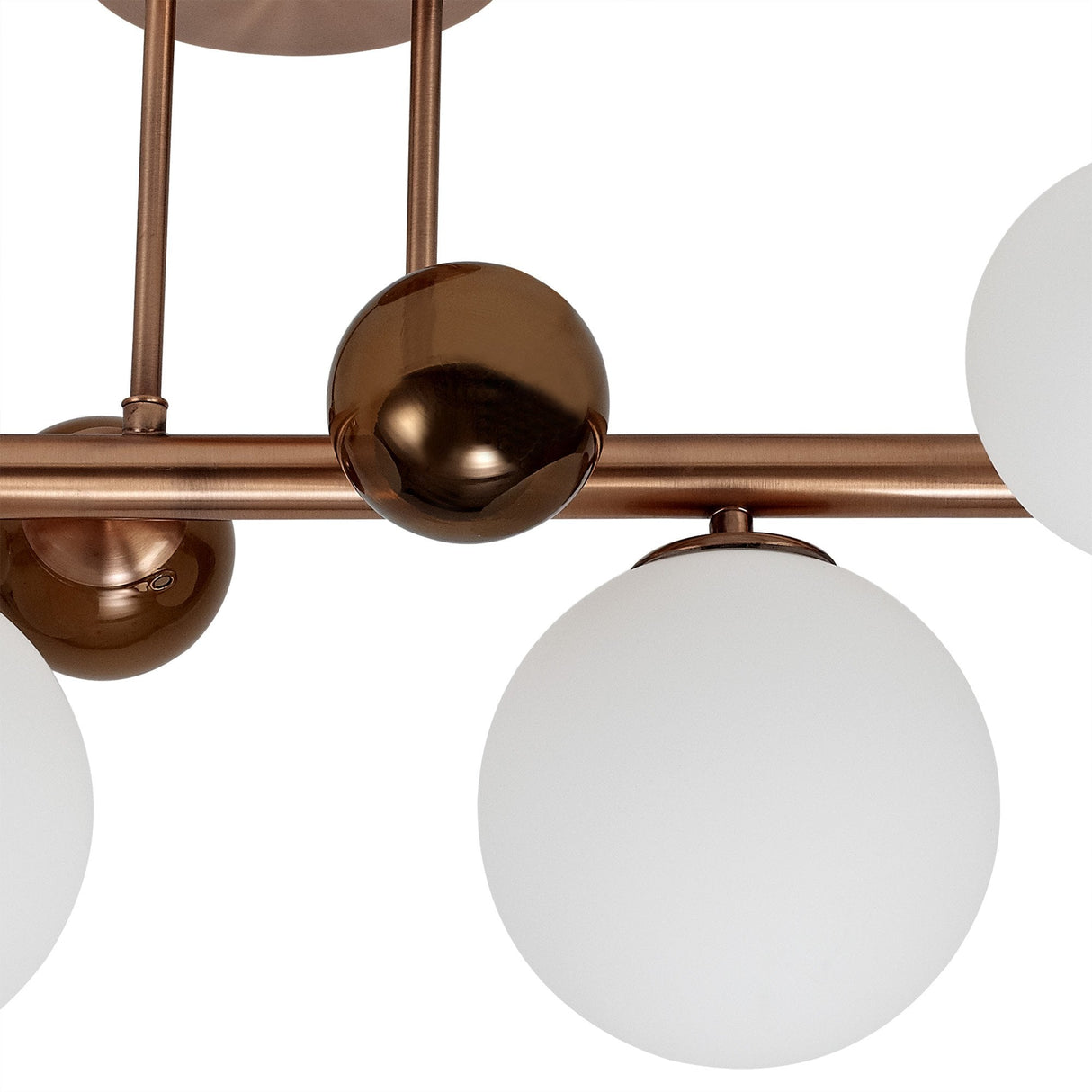 Antique Copper and Opal Glass Semi Flush Ceiling Light, 4 x G9 Bulbs