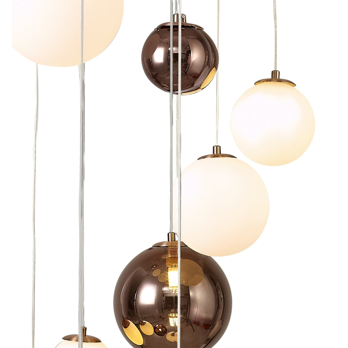 Antique Copper & Opal Glass Pendant Chandelier, 16-Light - 600mm Diameter