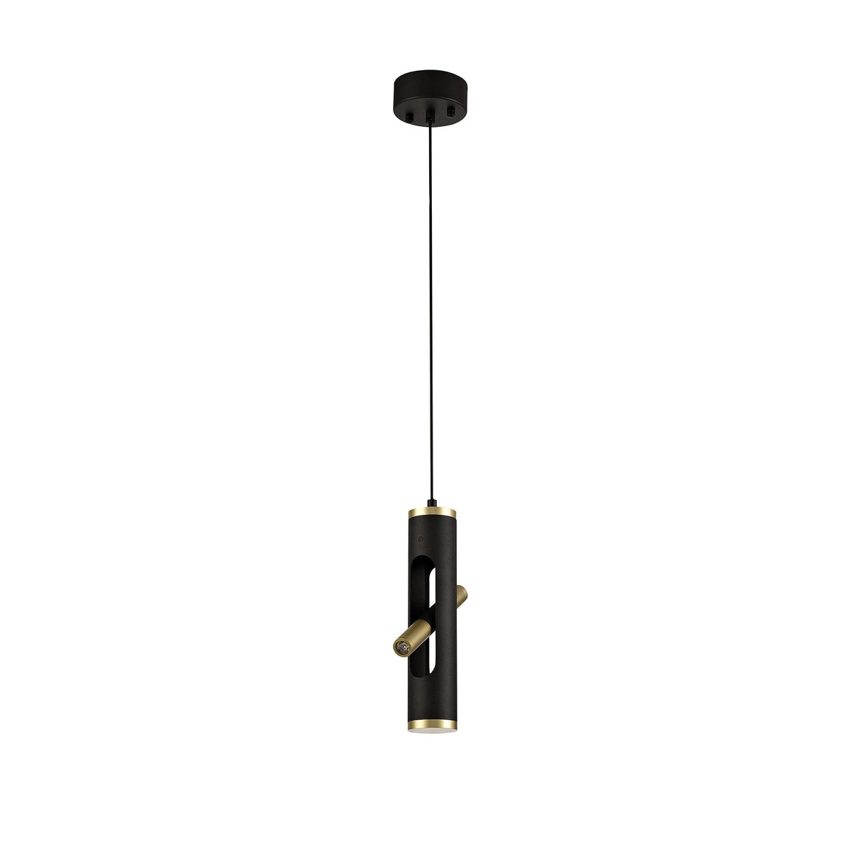 Modern Elegance: 2 x 2W LED Pendant Light in Sand Black and Gold, 3000K Warm White