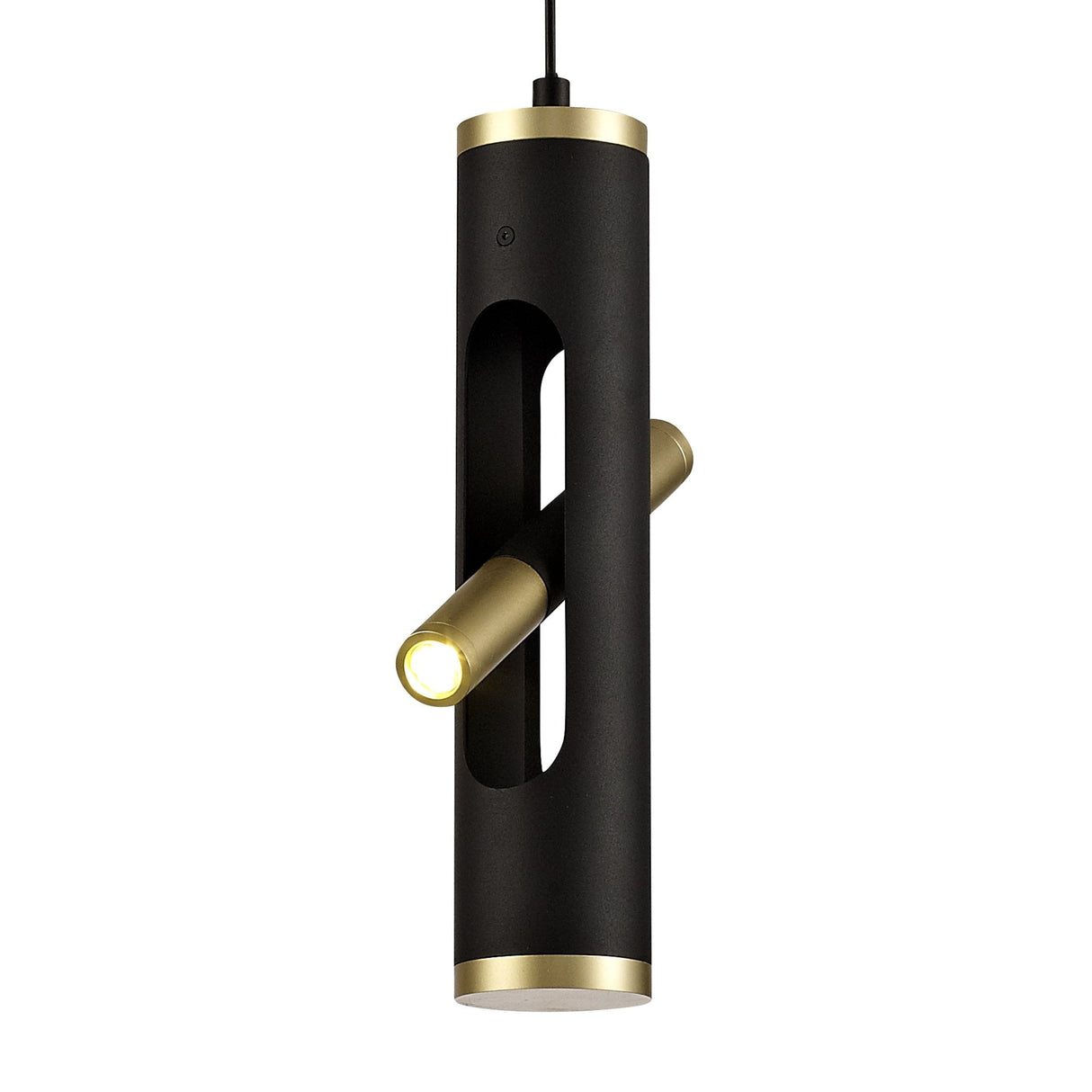 Modern Elegance: 2 x 2W LED Pendant Light in Sand Black and Gold, 3000K Warm White