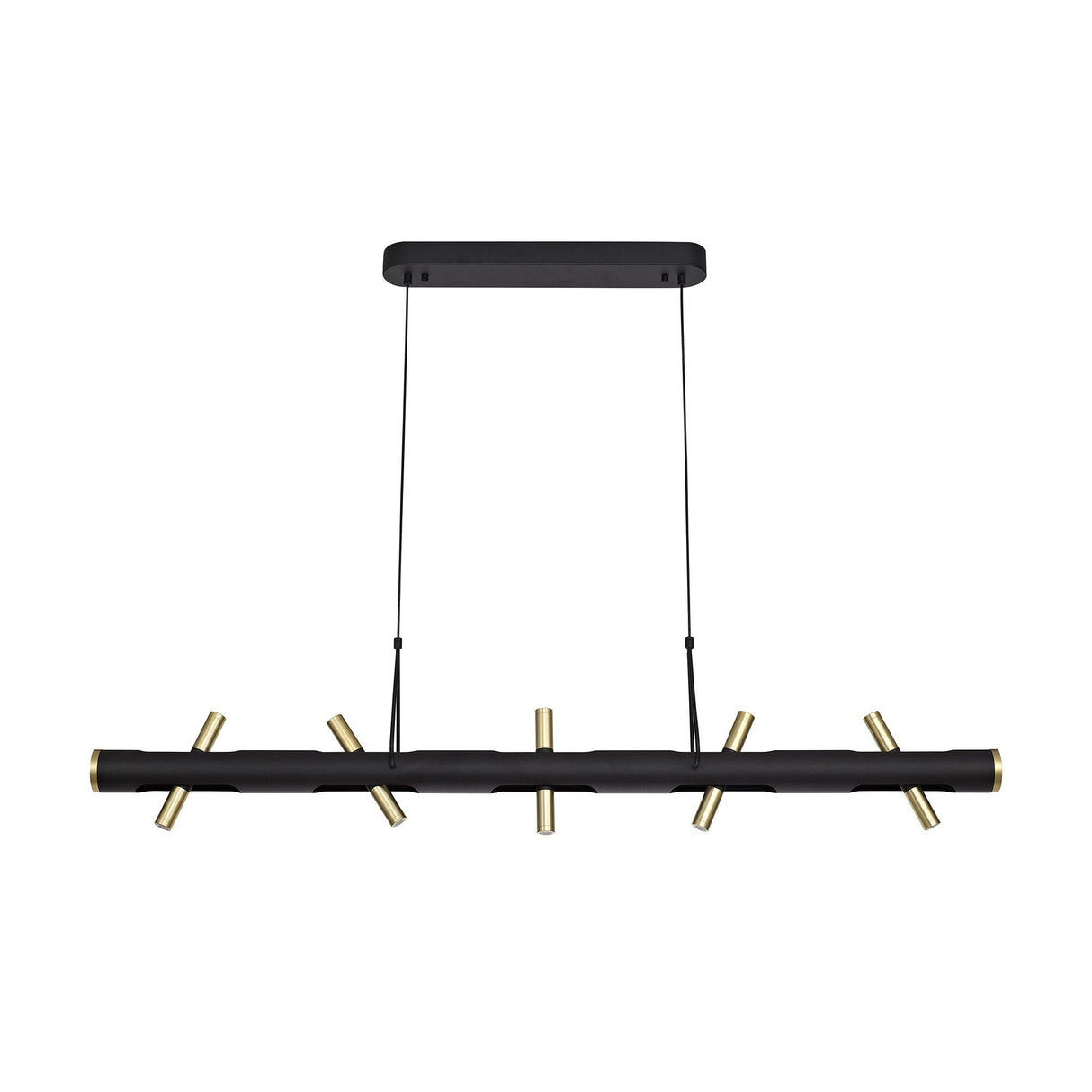Elegant Linear LED Pendant Light in Sand Black and Gold - 3000K Warm White, 2800lm, Integrated 20W Total, 3-Year Warranty