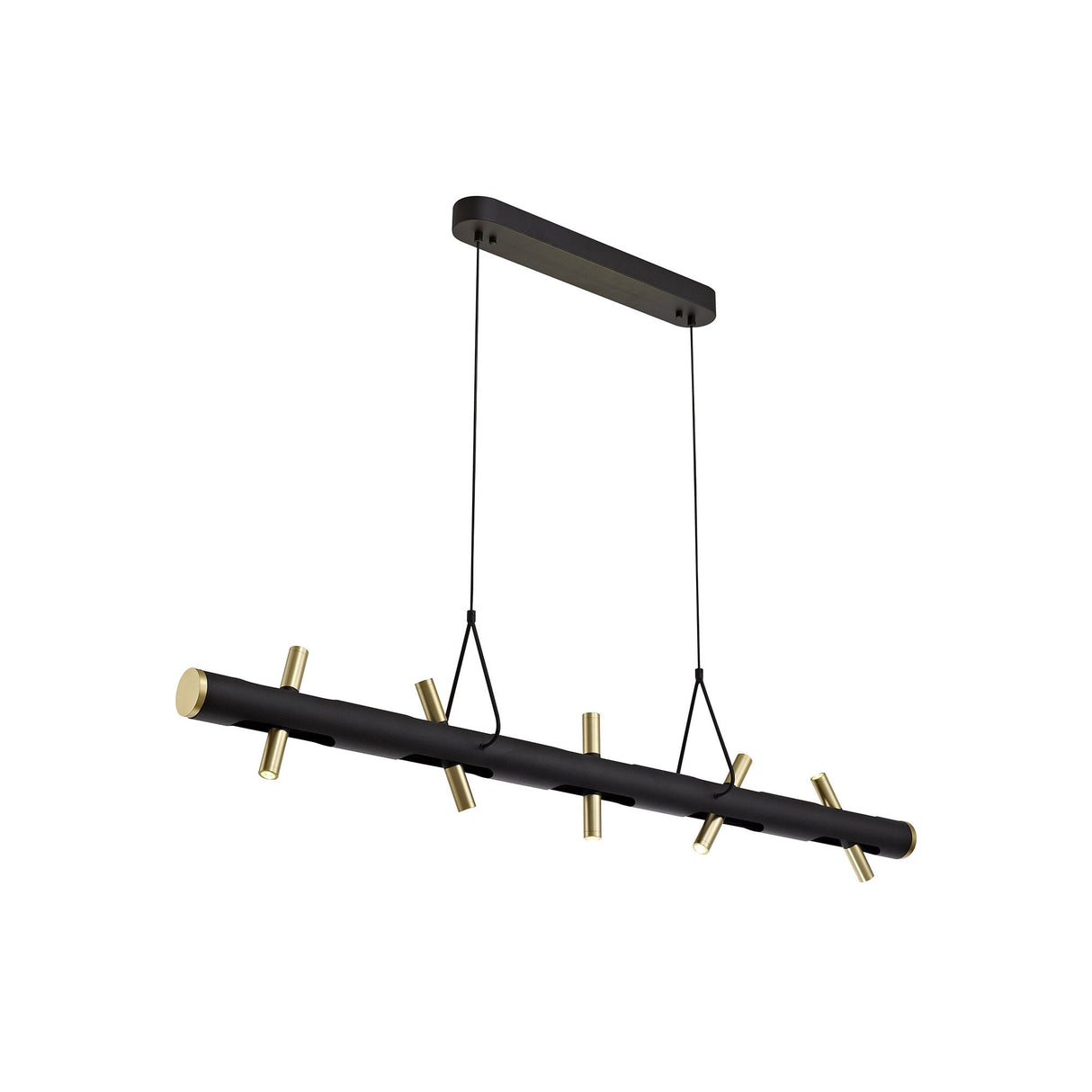 Elegant Linear LED Pendant Light in Sand Black and Gold - 3000K Warm White, 2800lm, Integrated 20W Total, 3-Year Warranty