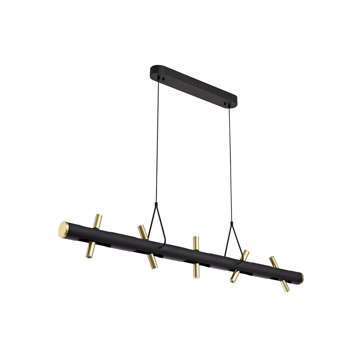 Elegant Linear LED Pendant Light in Sand Black and Gold - 3000K Warm White, 2800lm, Integrated 20W Total, 3-Year Warranty