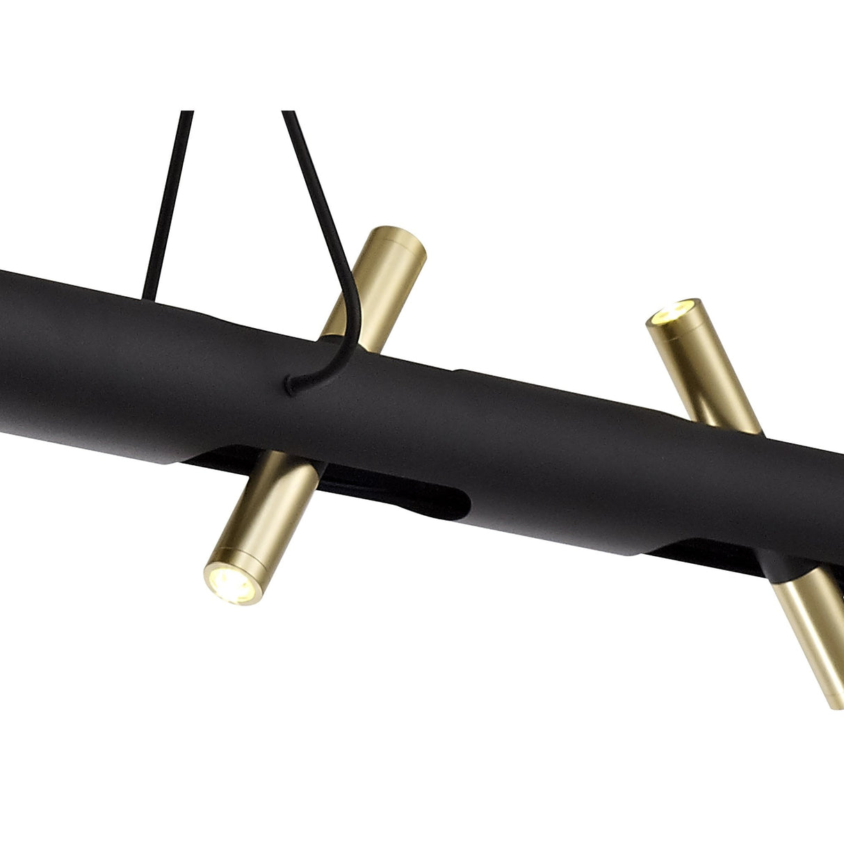 Elegant Linear LED Pendant Light in Sand Black and Gold - 3000K Warm White, 2800lm, Integrated 20W Total, 3-Year Warranty
