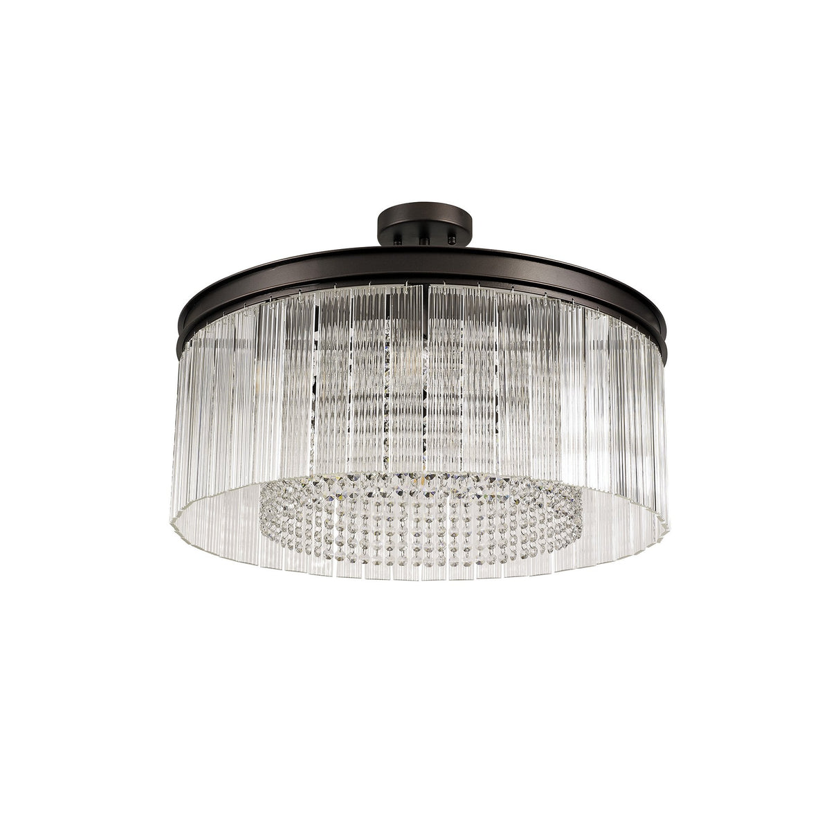 Rustic Elegance: 8-Light Brown Oxide Crystal Pendant Chandelier