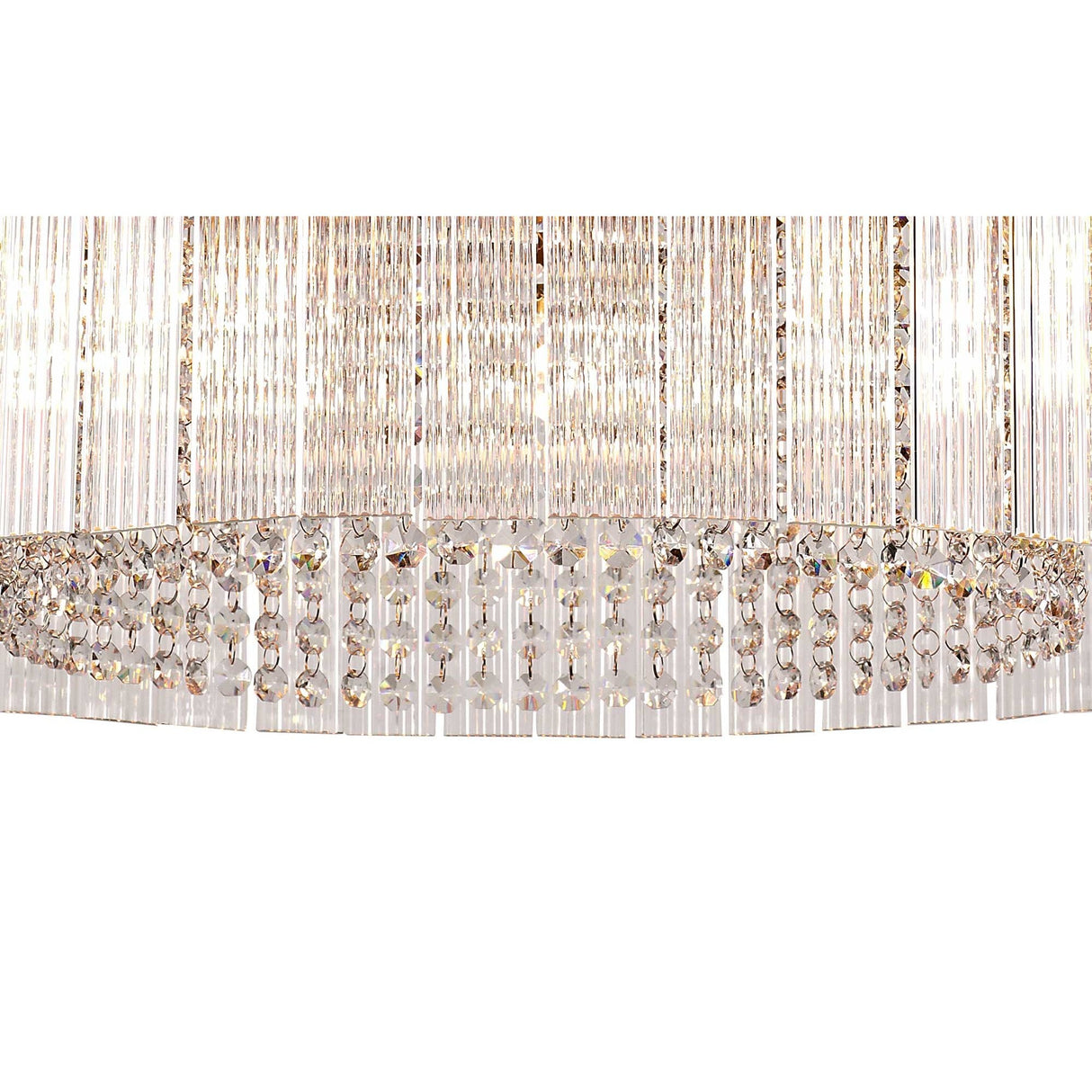 Rustic Elegance: 8-Light Brown Oxide Crystal Pendant Chandelier