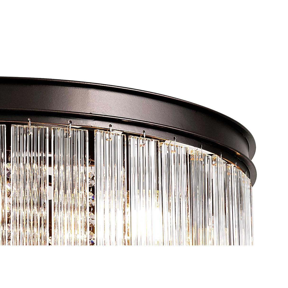 Rustic Elegance: 8-Light Brown Oxide Crystal Pendant Chandelier