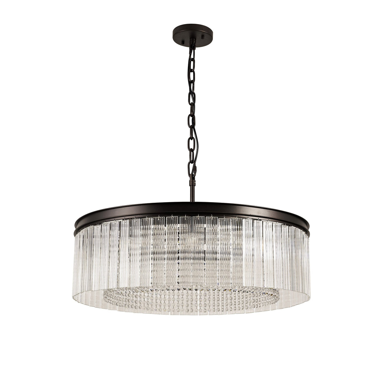 Elegant 10-Light Circular Chandelier, Brown Oxide Finish