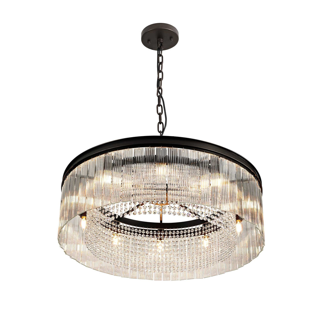 Elegant 10-Light Circular Chandelier, Brown Oxide Finish