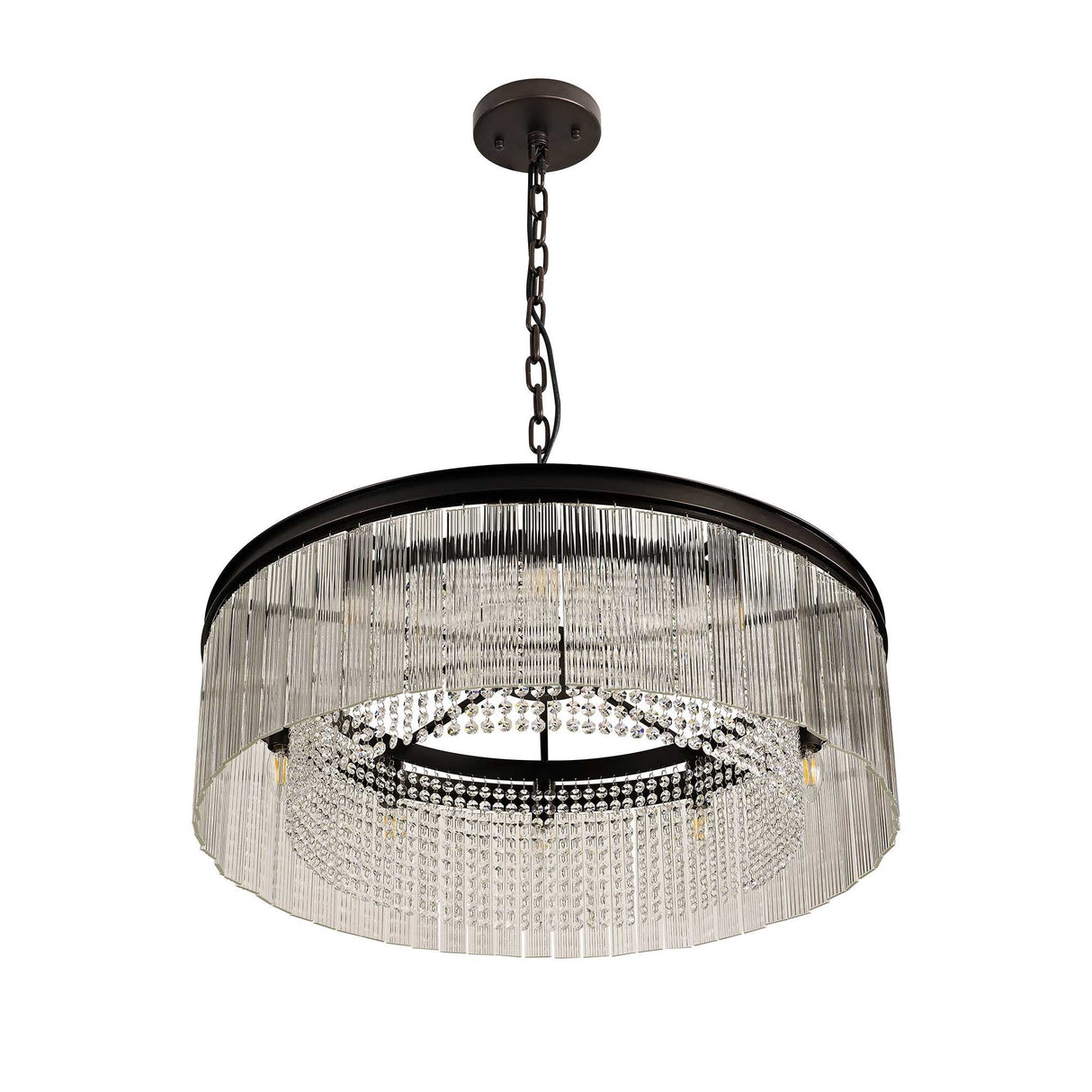 Elegant 10-Light Circular Chandelier, Brown Oxide Finish