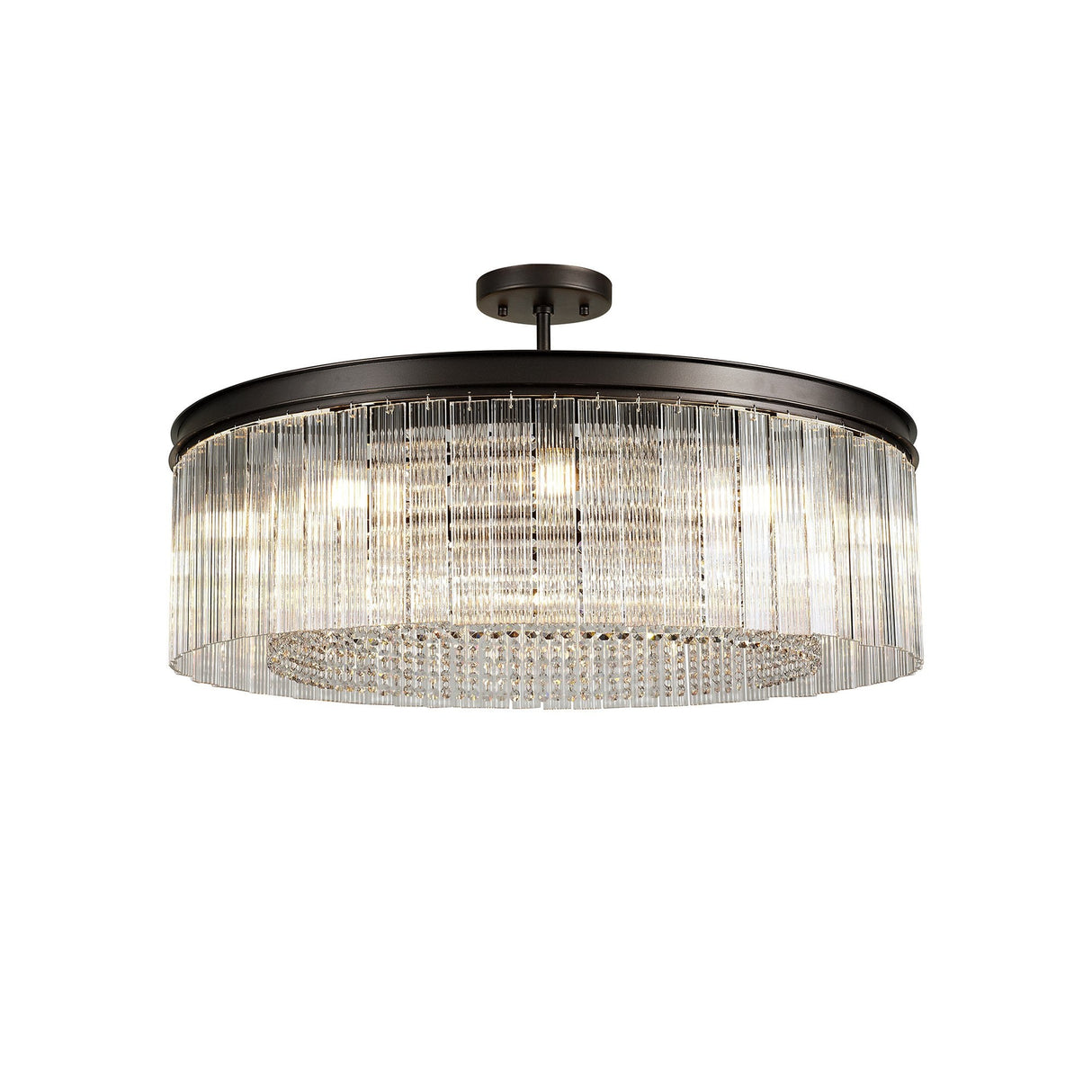 Elegant 10-Light Circular Chandelier, Brown Oxide Finish