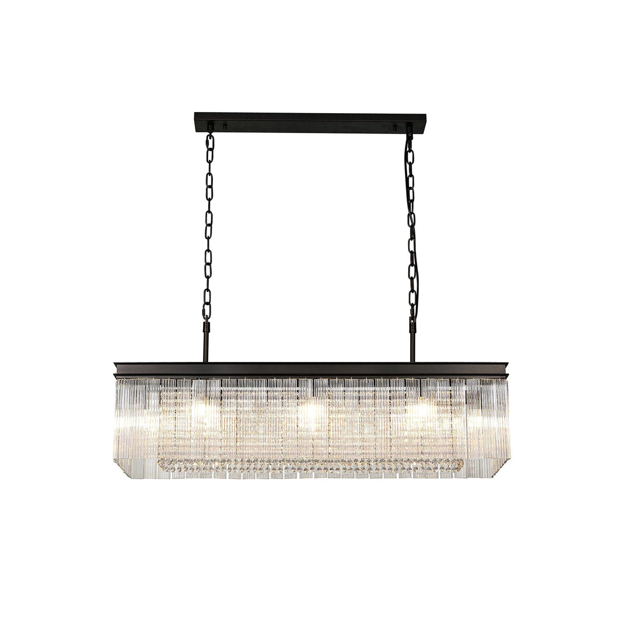 Elegant 11-Light Rectangular Chandelier in Brown Oxide Finish
