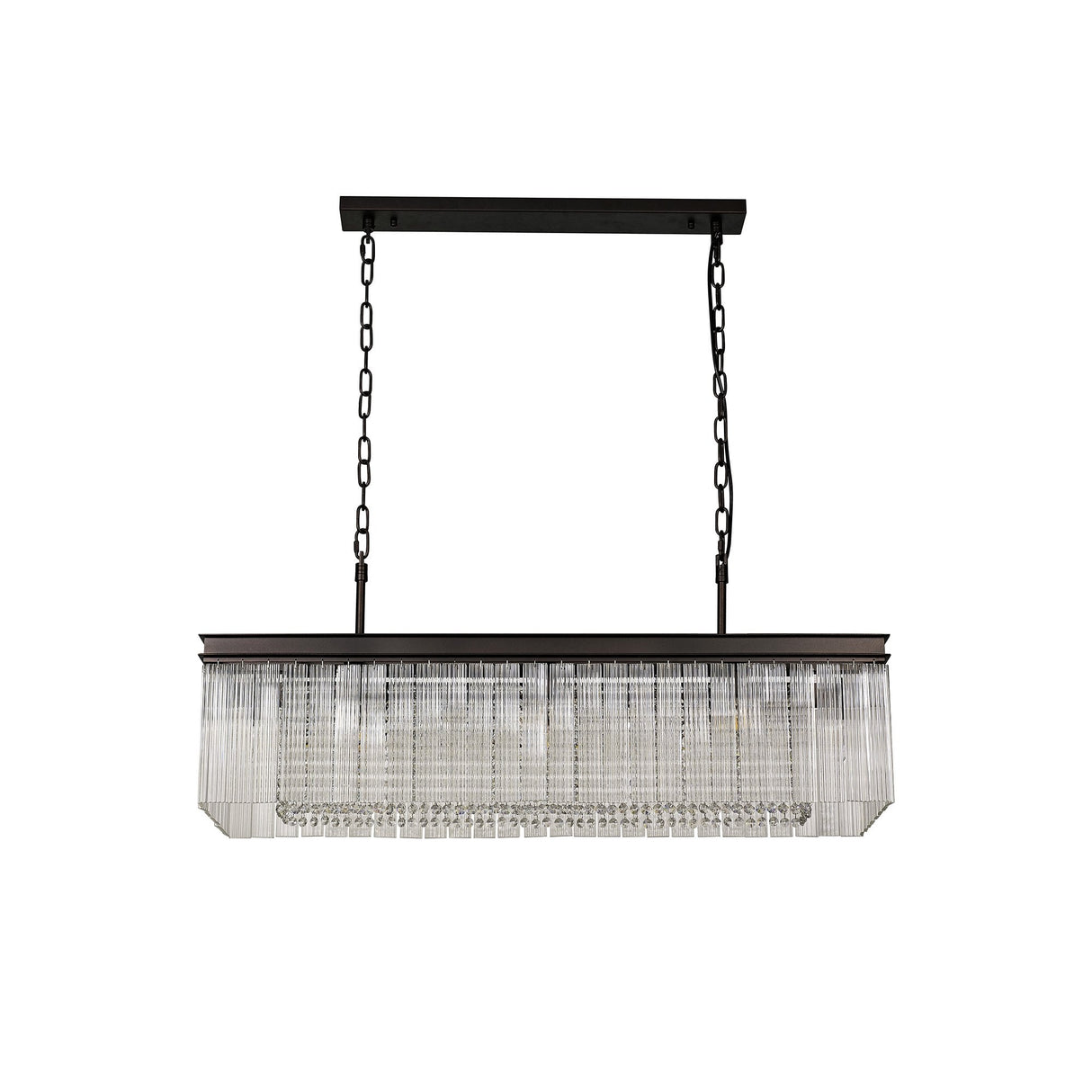 Elegant 11-Light Rectangular Chandelier in Brown Oxide Finish