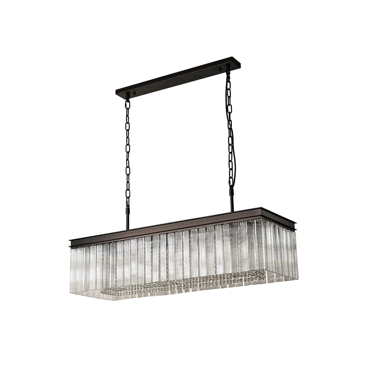 Elegant 11-Light Rectangular Chandelier in Brown Oxide Finish
