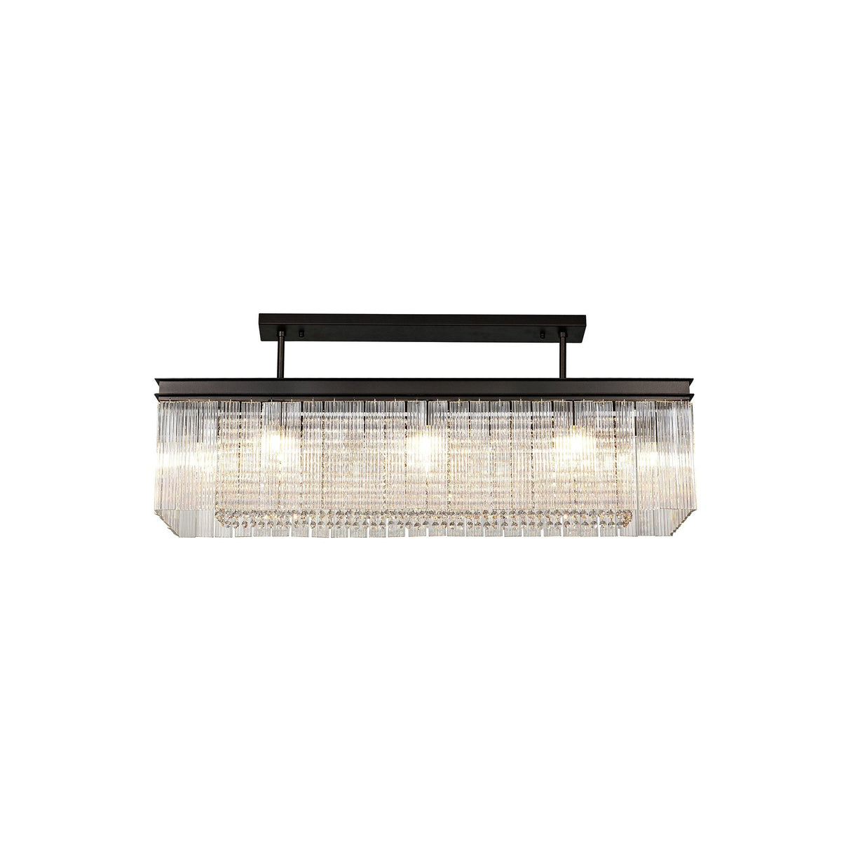 Elegant 11-Light Rectangular Chandelier in Brown Oxide Finish