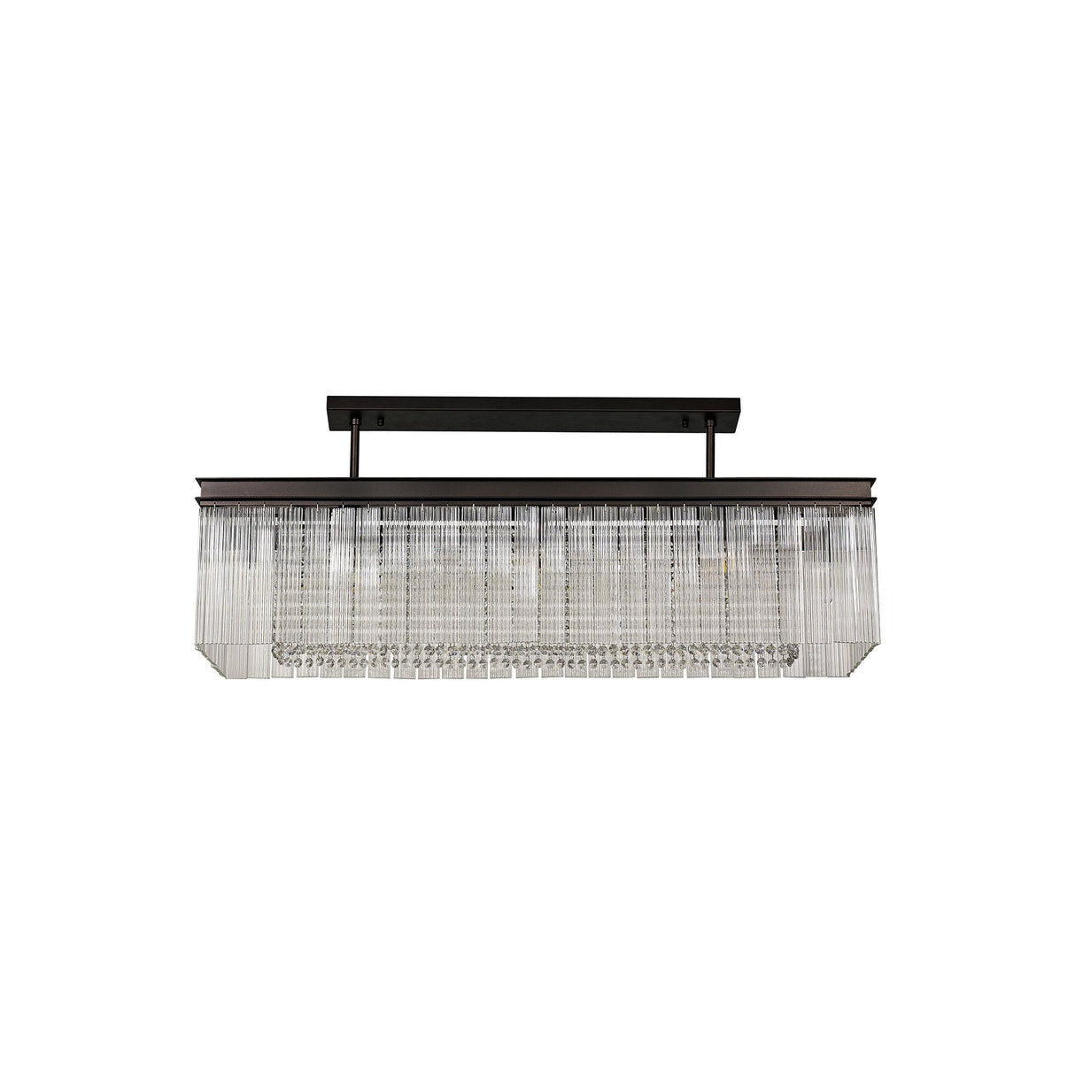 Elegant 11-Light Rectangular Chandelier in Brown Oxide Finish