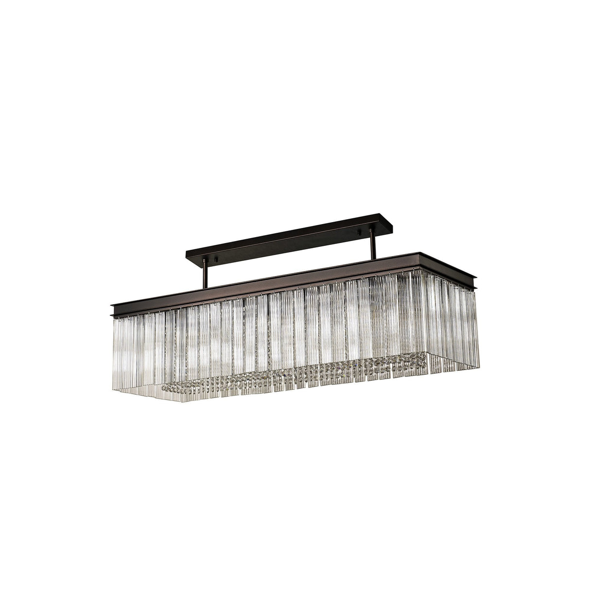 Elegant 11-Light Rectangular Chandelier in Brown Oxide Finish