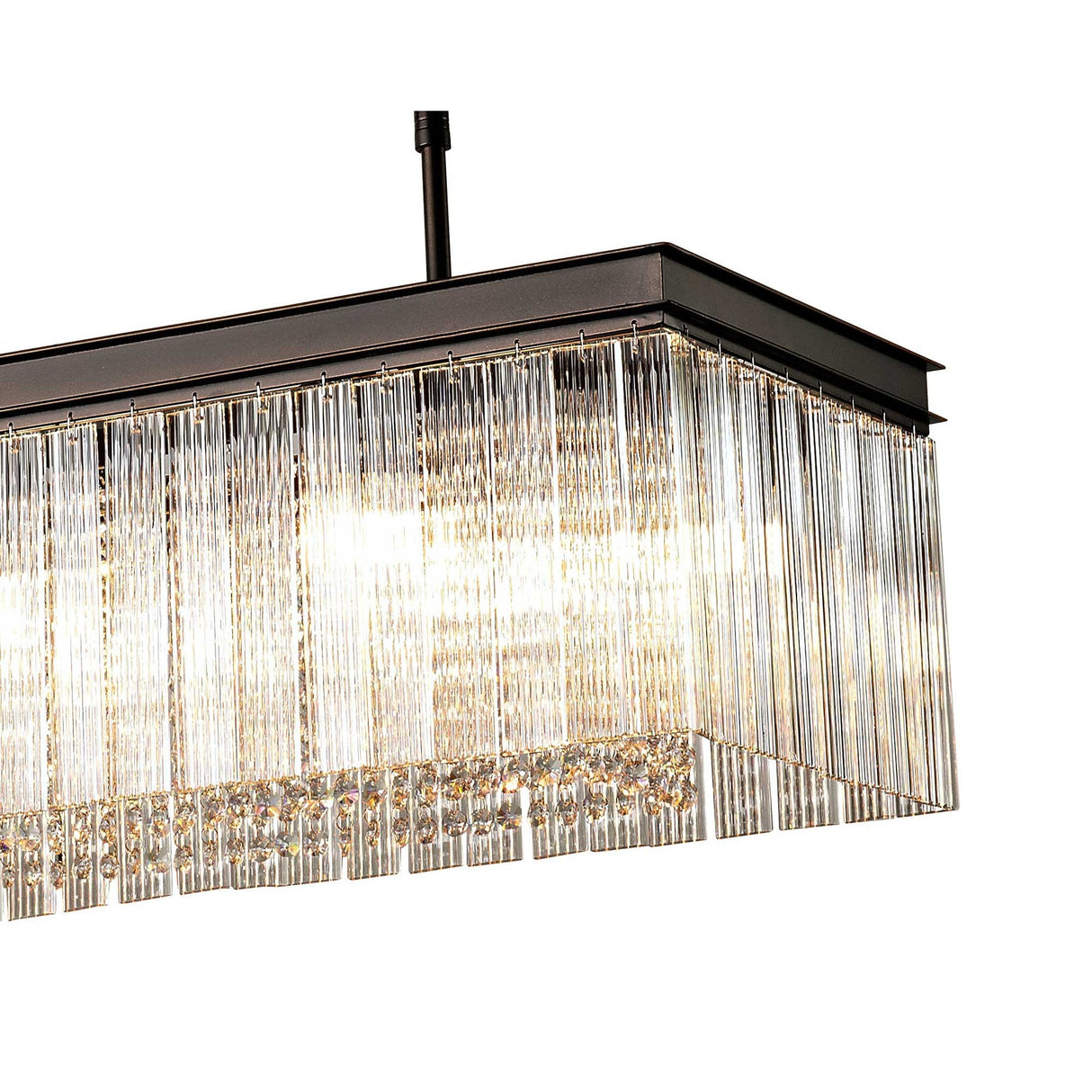 Elegant 11-Light Rectangular Chandelier in Brown Oxide Finish