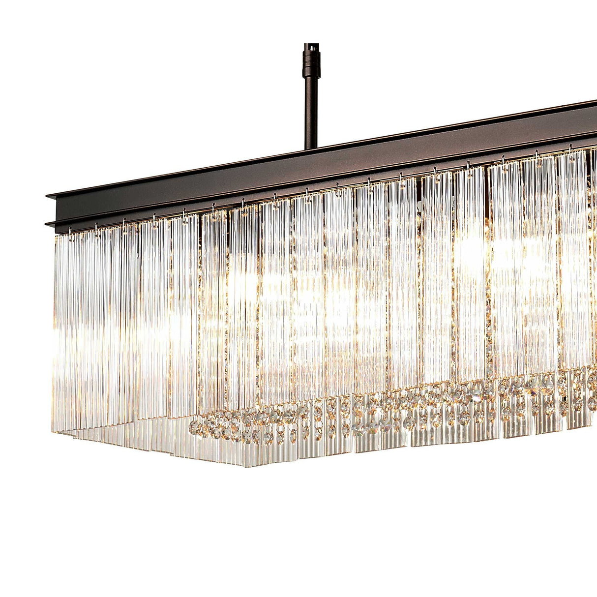 Elegant 11-Light Rectangular Chandelier in Brown Oxide Finish
