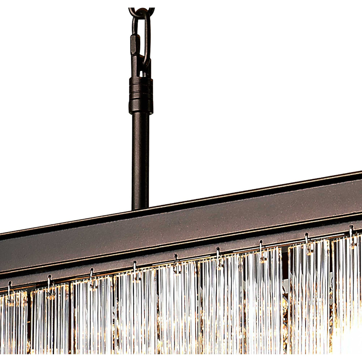 Elegant 11-Light Rectangular Chandelier in Brown Oxide Finish