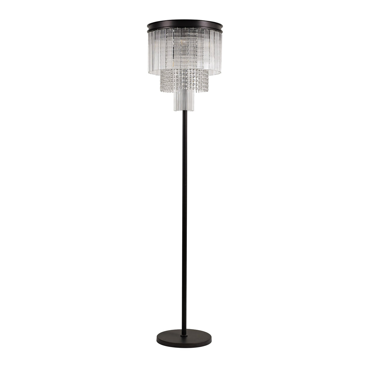 Elegant 9-Light Brown Oxide Floor Lamp with Crystal Accents