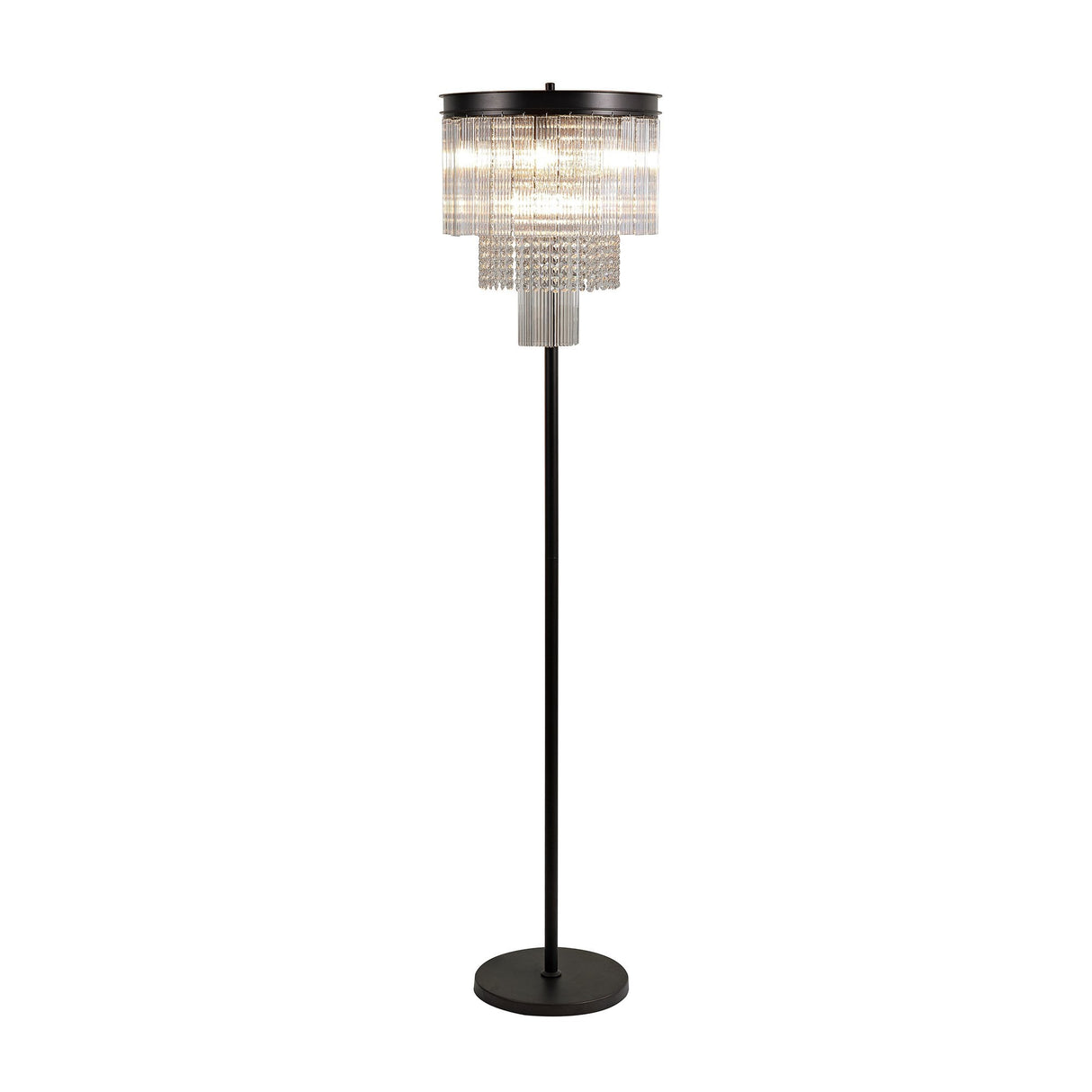 Elegant 9-Light Brown Oxide Floor Lamp with Crystal Accents