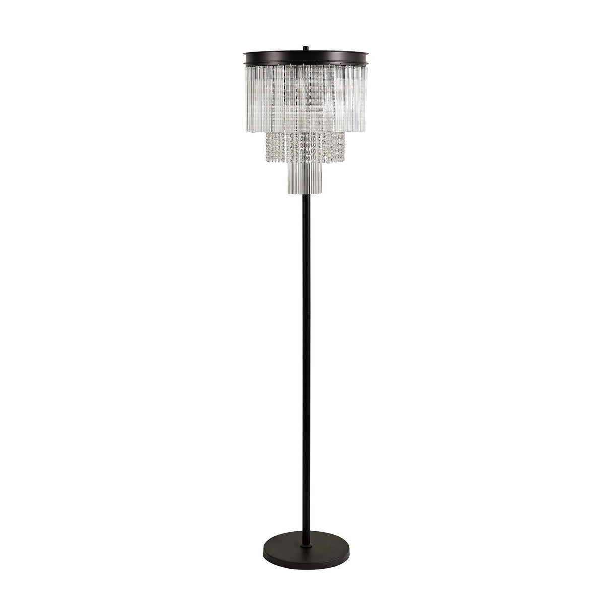 Elegant 9-Light Brown Oxide Floor Lamp with Crystal Accents