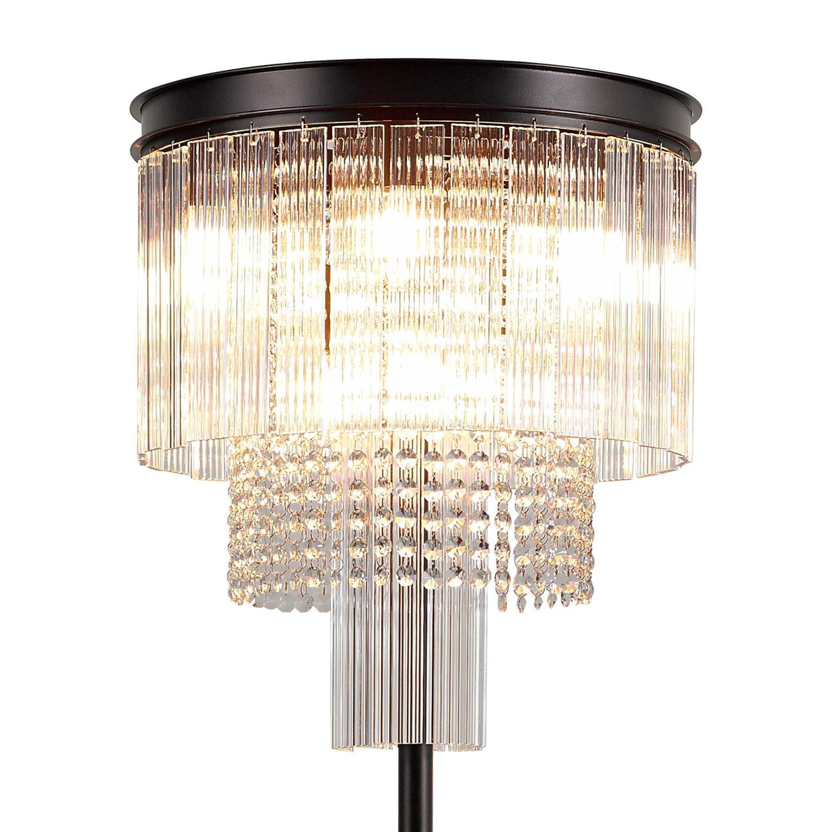 Elegant 9-Light Brown Oxide Floor Lamp with Crystal Accents